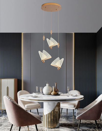 Nordic Butterfly LED Pendant Lights: Elegant Indoor Hanging Lamp for Bedside, Living, and Dining Rooms