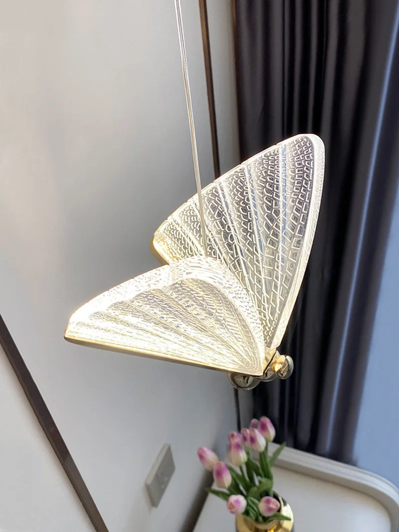 Nordic Butterfly LED Pendant Lights: Elegant Indoor Hanging Lamp for Bedside, Living, and Dining Rooms