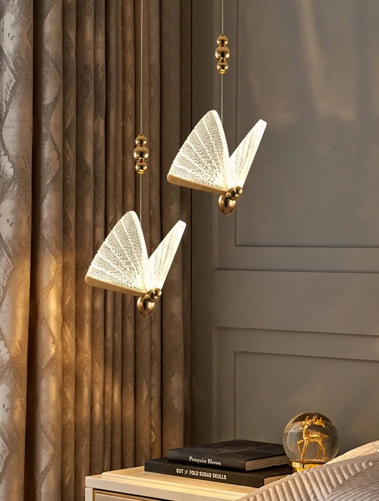 Nordic Butterfly LED Pendant Lights: Elegant Indoor Hanging Lamp for Bedside, Living, and Dining Rooms