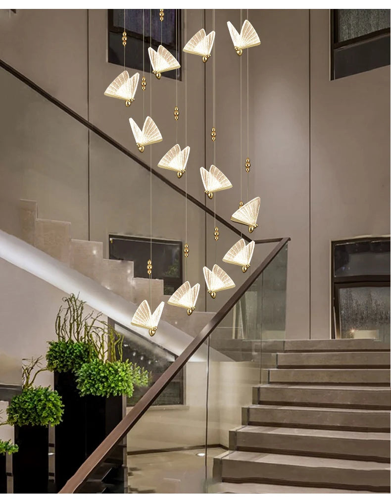 Nordic Butterfly LED Pendant Lights: Elegant Indoor Hanging Lamp for Bedside, Living, and Dining Rooms