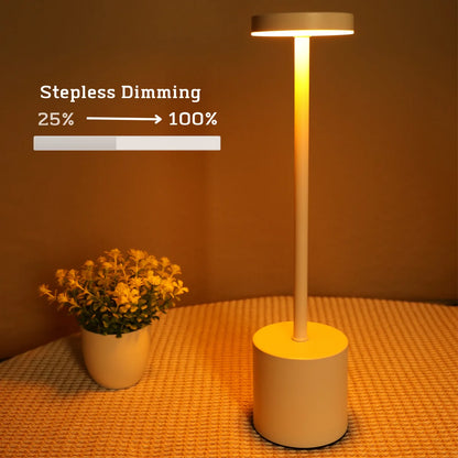 Rechargeable LED Touch Lamp: 3-Color Metal Table Light for Bedside & Outdoor