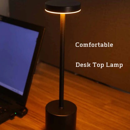 Rechargeable LED Touch Lamp: 3-Color Metal Table Light for Bedside & Outdoor