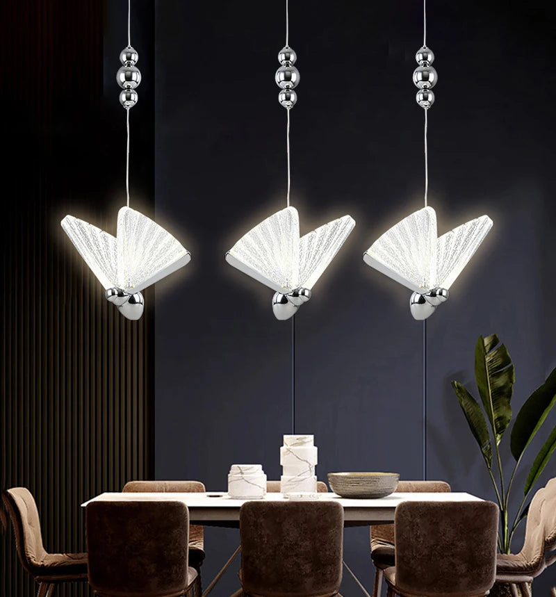 Nordic Butterfly LED Pendant Lights: Elegant Indoor Hanging Lamp for Bedside, Living, and Dining Rooms