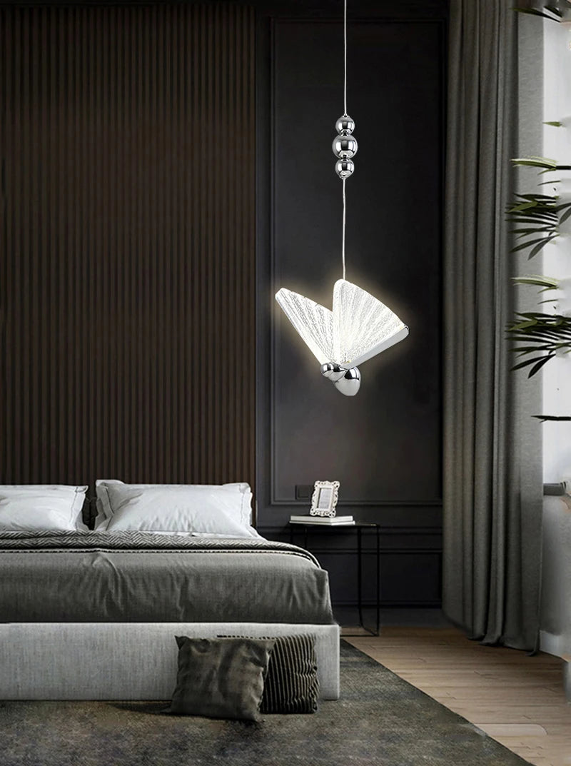 Nordic Butterfly LED Pendant Lights: Elegant Indoor Hanging Lamp for Bedside, Living, and Dining Rooms