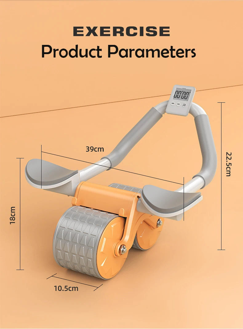 Automatic Rebound Ab Roller: Elbow Support Core Trainer with Counter Display