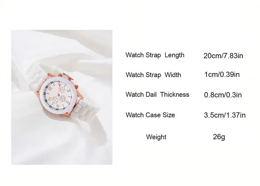 Fashionable Alloy Wristwatch Set: 2Pcs Women's White Quartz Watch