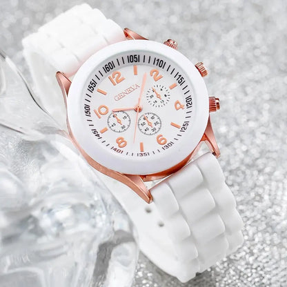 Fashionable Alloy Wristwatch Set: 2Pcs Women's White Quartz Watch