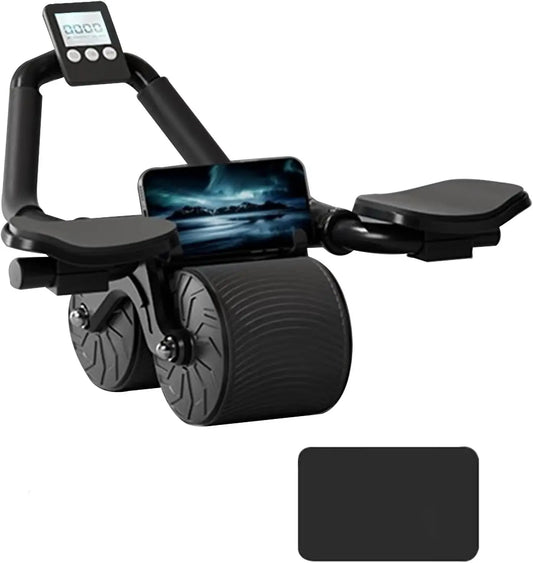 Automatic Rebound Ab Roller: Elbow Support Core Trainer with Counter Display