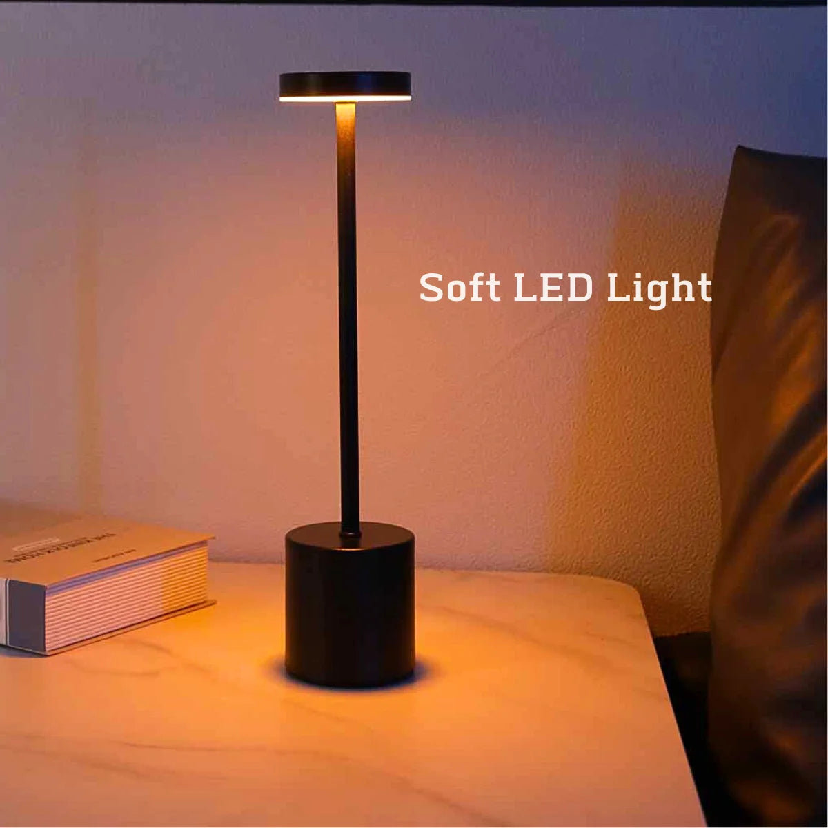 Rechargeable LED Touch Lamp: 3-Color Metal Table Light for Bedside & Outdoor