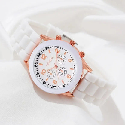 Fashionable Alloy Wristwatch Set: 2Pcs Women's White Quartz Watch