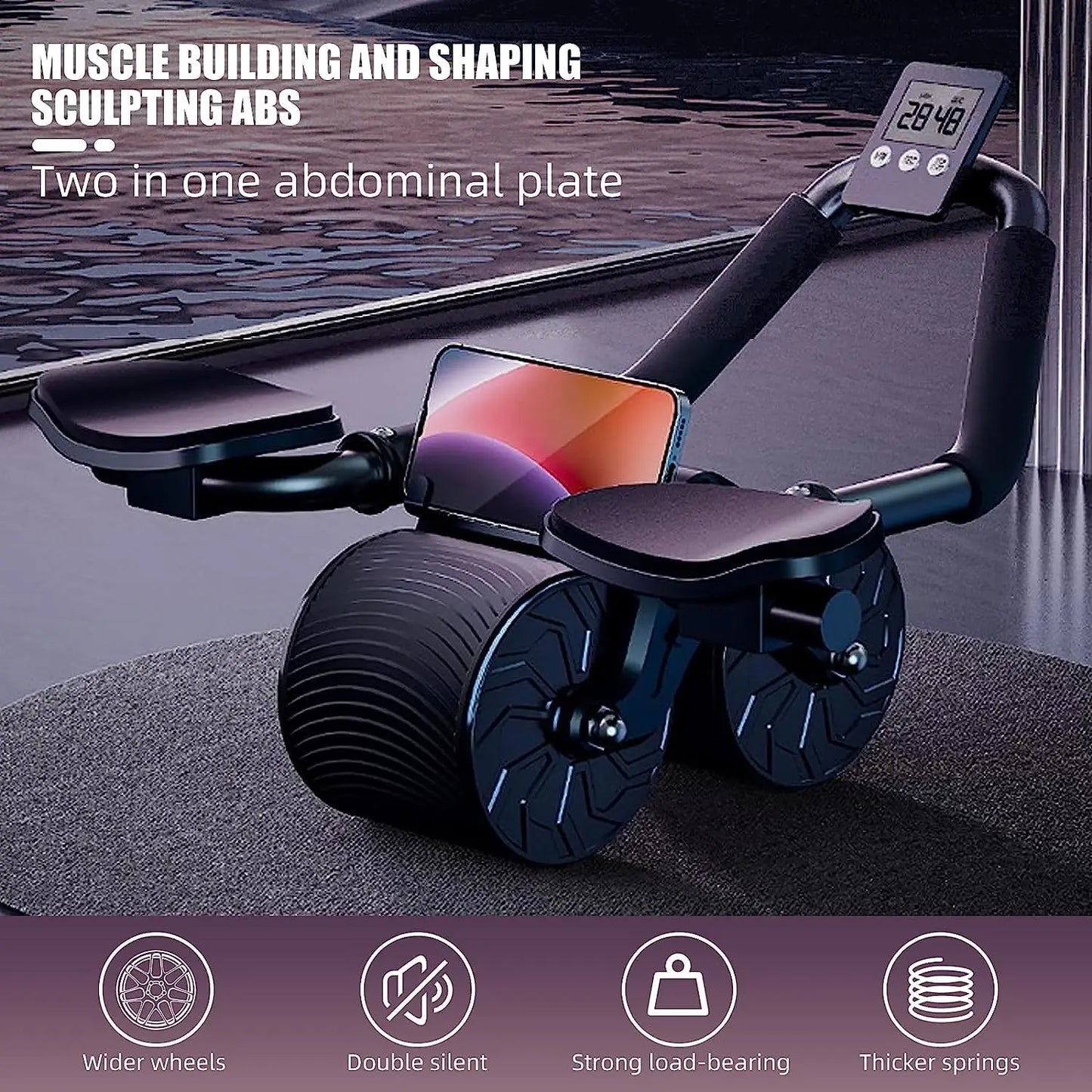 Automatic Rebound Ab Roller: Elbow Support Core Trainer with Counter Display