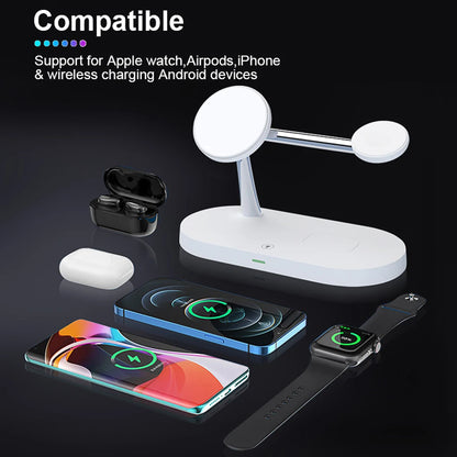 Multi-Device Magnetic Charging Dock: 5-in-1 Wireless Charger for iPhone & AirPods