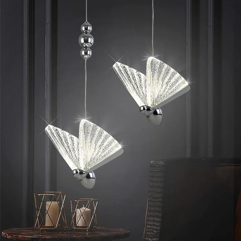 Nordic Butterfly LED Pendant Lights: Elegant Indoor Hanging Lamp for Bedside, Living, and Dining Rooms