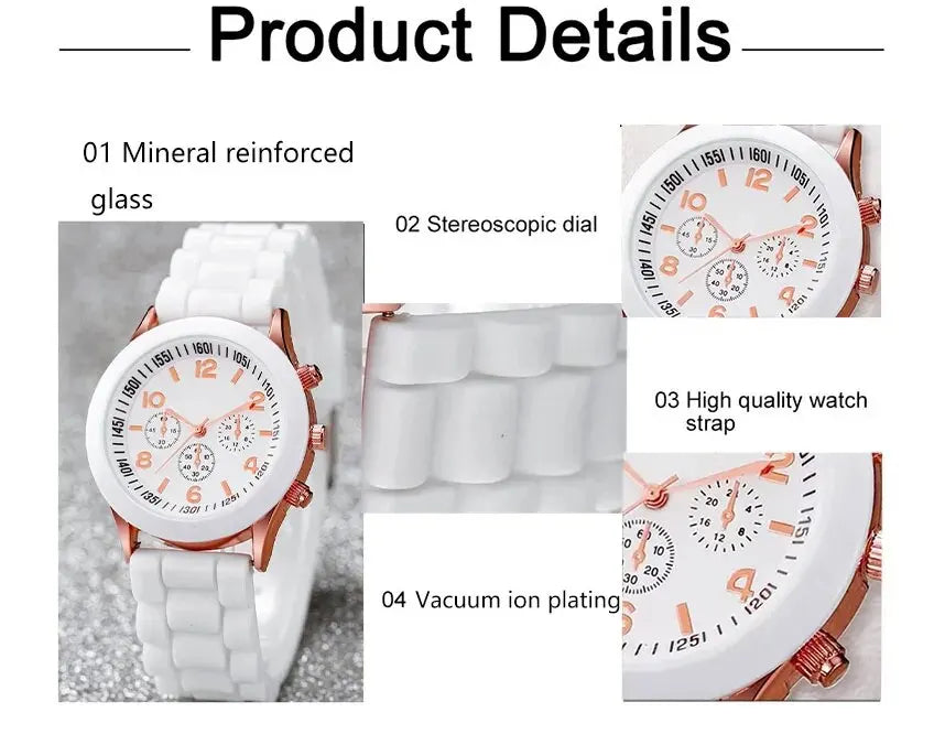 Fashionable Alloy Wristwatch Set: 2Pcs Women's White Quartz Watch