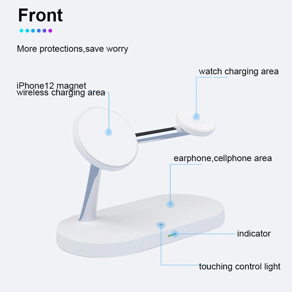 Multi-Device Magnetic Charging Dock: 5-in-1 Wireless Charger for iPhone & AirPods