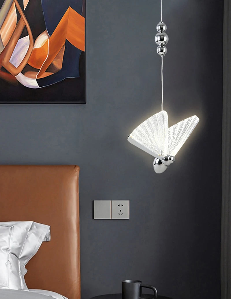 Nordic Butterfly LED Pendant Lights: Elegant Indoor Hanging Lamp for Bedside, Living, and Dining Rooms