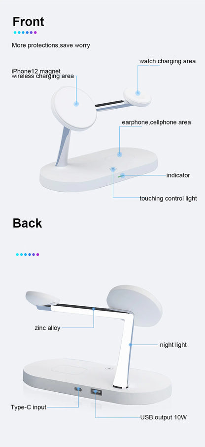 Multi-Device Magnetic Charging Dock: 5-in-1 Wireless Charger for iPhone & AirPods