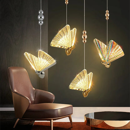 Nordic Butterfly LED Pendant Lights: Elegant Indoor Hanging Lamp for Bedside, Living, and Dining Rooms