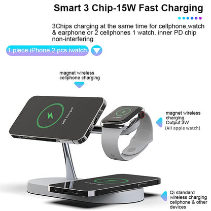 Multi-Device Magnetic Charging Dock: 5-in-1 Wireless Charger for iPhone & AirPods