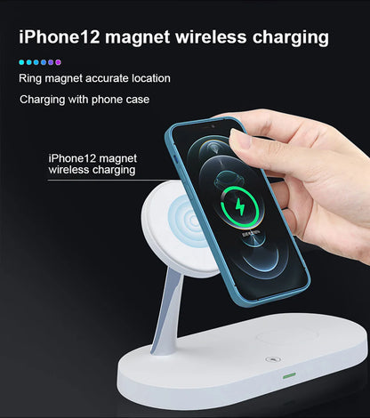 Multi-Device Magnetic Charging Dock: 5-in-1 Wireless Charger for iPhone & AirPods