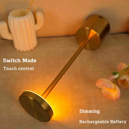 Rechargeable LED Touch Lamp: 3-Color Metal Table Light for Bedside & Outdoor