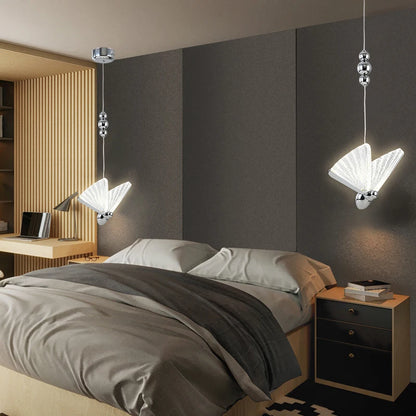 Nordic Butterfly LED Pendant Lights: Elegant Indoor Hanging Lamp for Bedside, Living, and Dining Rooms